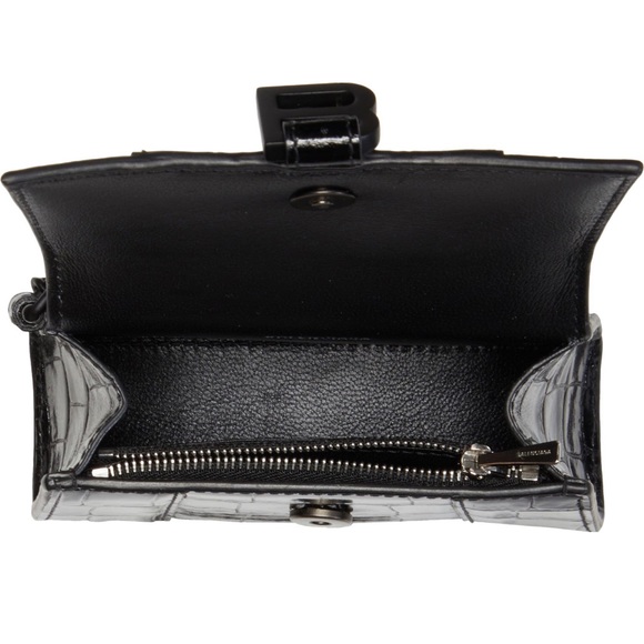 Balenciaga Hourglass Croc Embossed Leather Key Chain Card Case - Picture 5 of 10